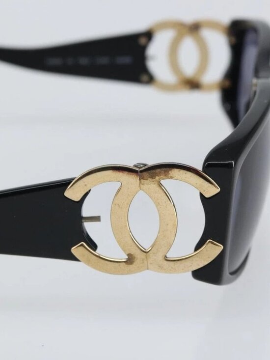 CHANEL Sunglasses plastic Black CC Auth main image 12